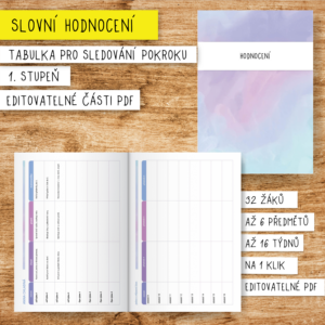 Tabulka slovní hodnocení, sledování pokroku žáka